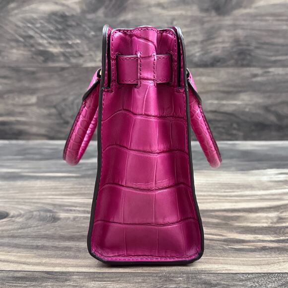 NWOT Michael Kors Croc Embossed Dillon Leather Handbag Satchel NO LONGER STRAP - Picture 11 of 13